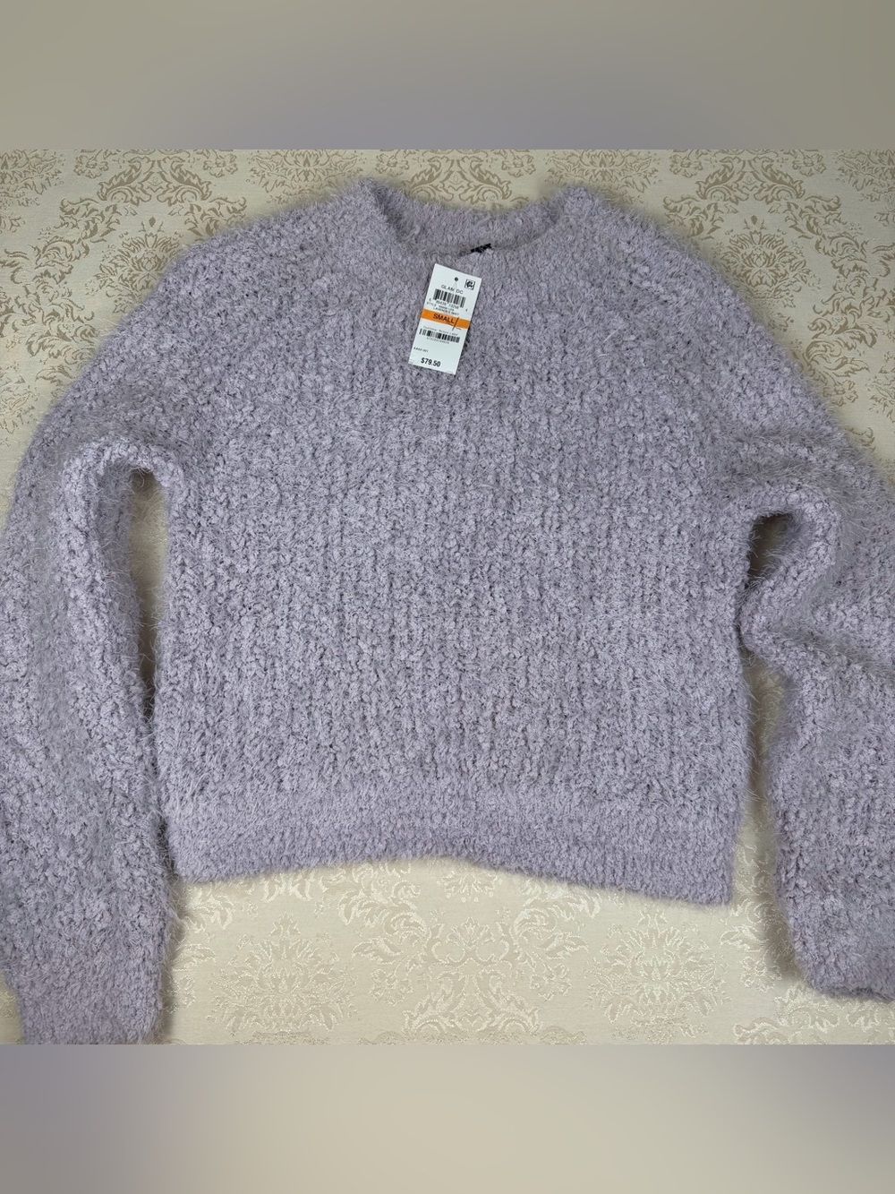 International Concepts Soft Lilac Cozy Textured Crewneck Sweater Small